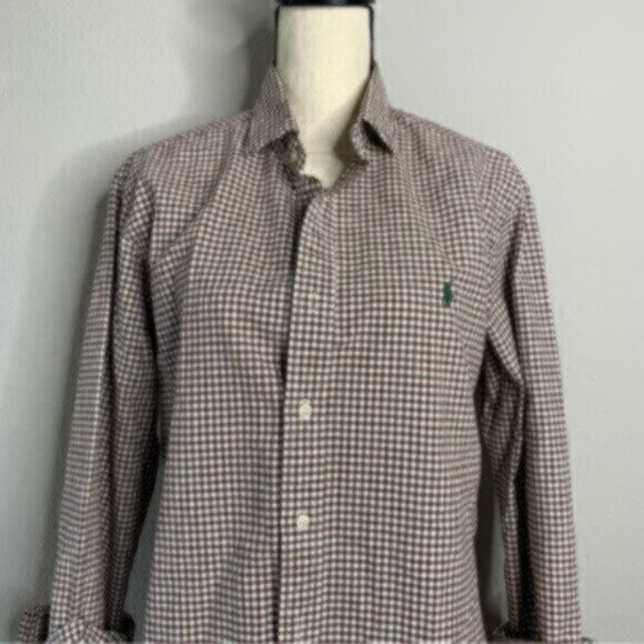 Ralph Lauren Brown & White Checkered Button-Down Shirt - Picture 7 of 15